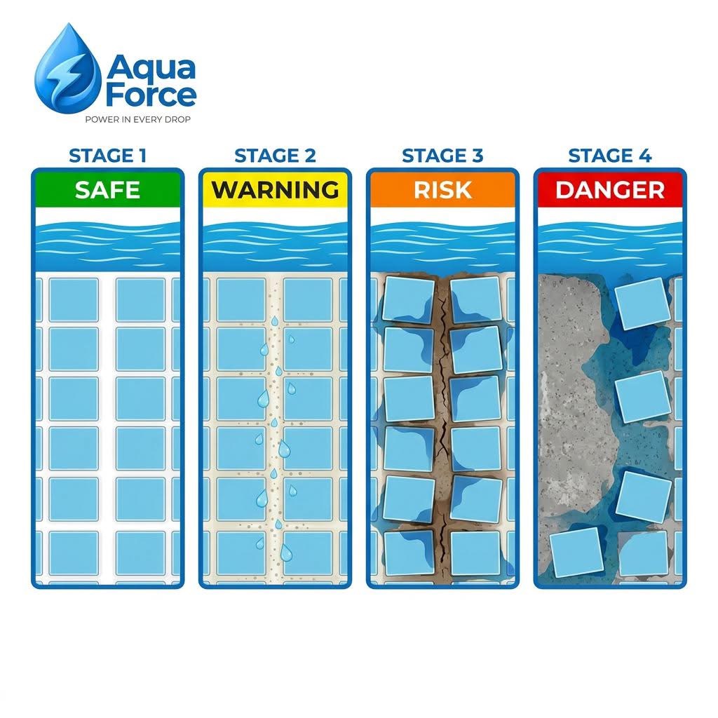 AquaForce pool grout condition stages graphic